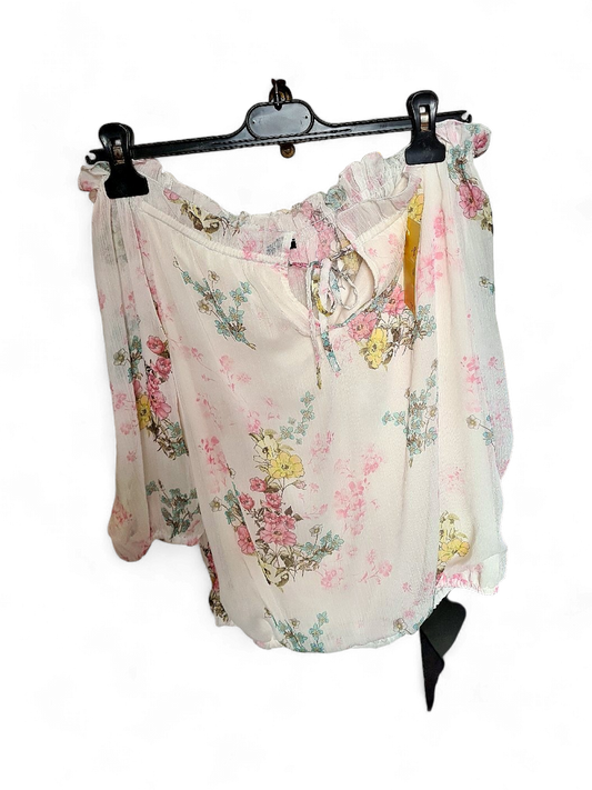 Modern Floral Chiffon Blouse with Long Sleeves