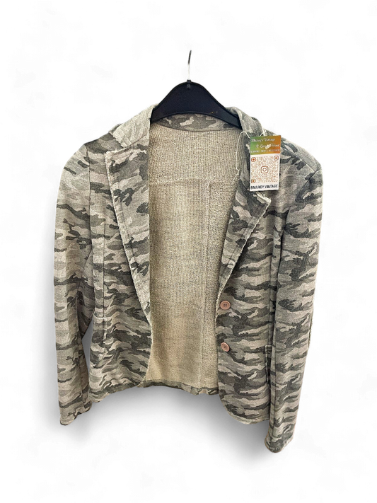 Modern Gray Camouflage Long Sleeve Blazer